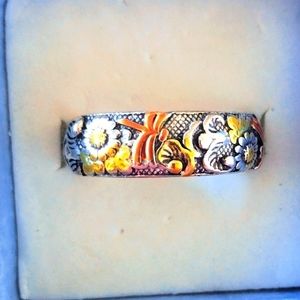 925 women's dragonfly garden tri colored ring